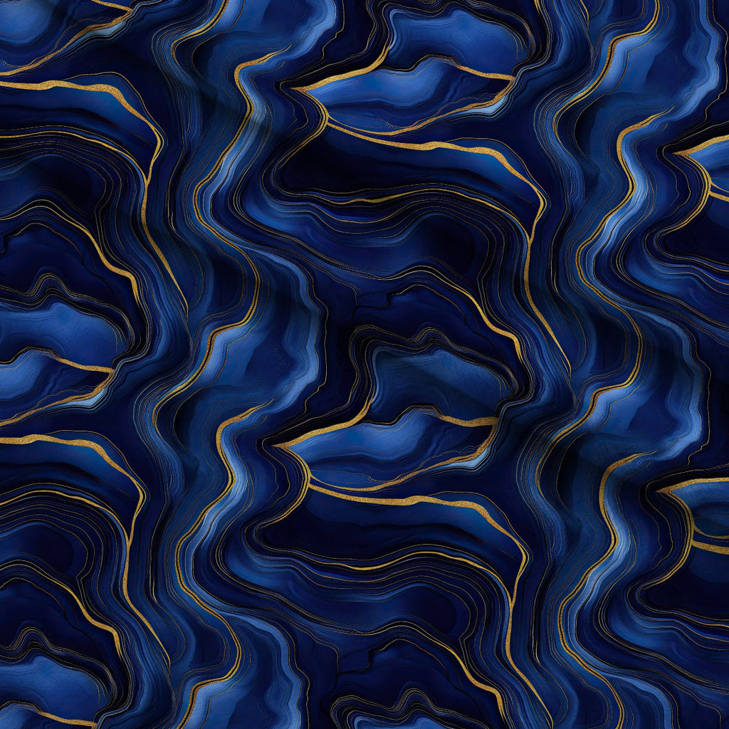 Royal Blue and Gold Agate Pattern 1 Fleece Fabric — fleece fabric folded close-up preview (mv-fleece-v1:lying)