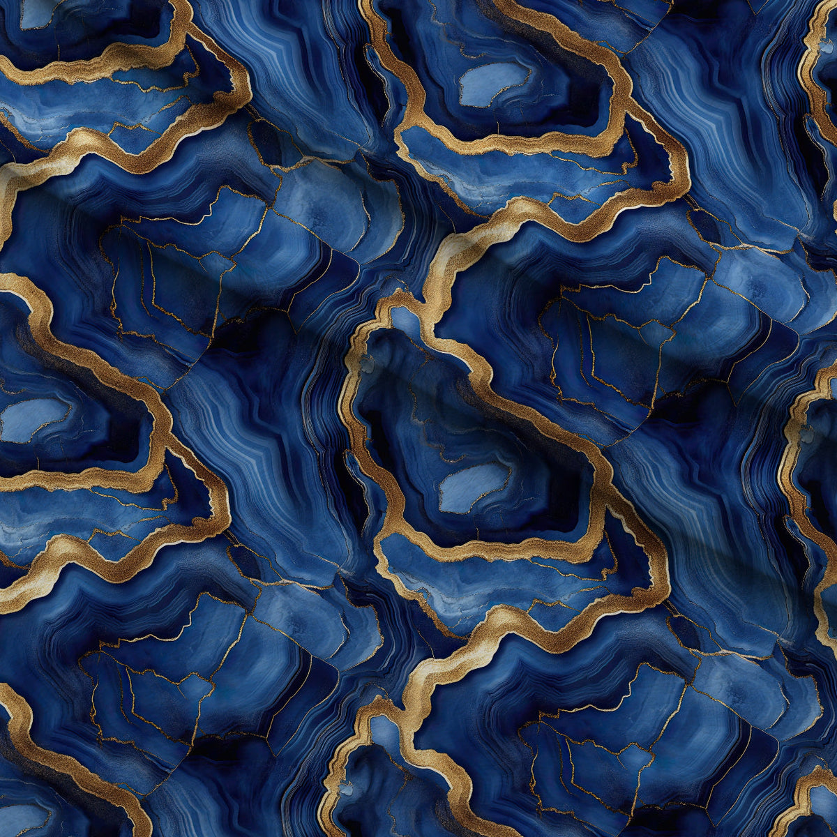 Royal Blue and Gold Agate Pattern 16 Fleece Fabric — fleece fabric folded close-up preview (mv-fleece-v1:lying)