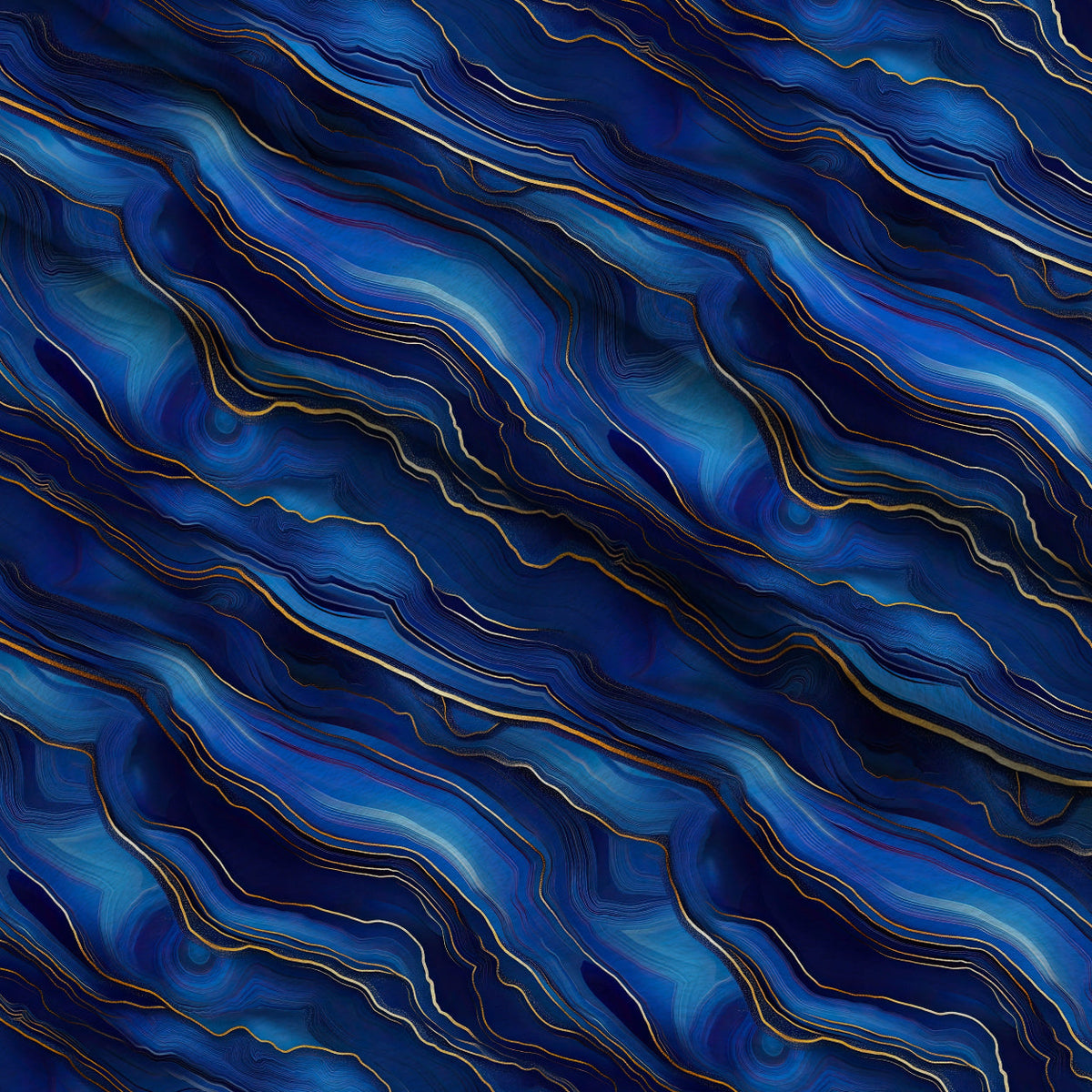 Royal Blue and Gold Agate Pattern 19 Fleece Fabric — fleece fabric folded close-up preview (mv-fleece-v1:lying)