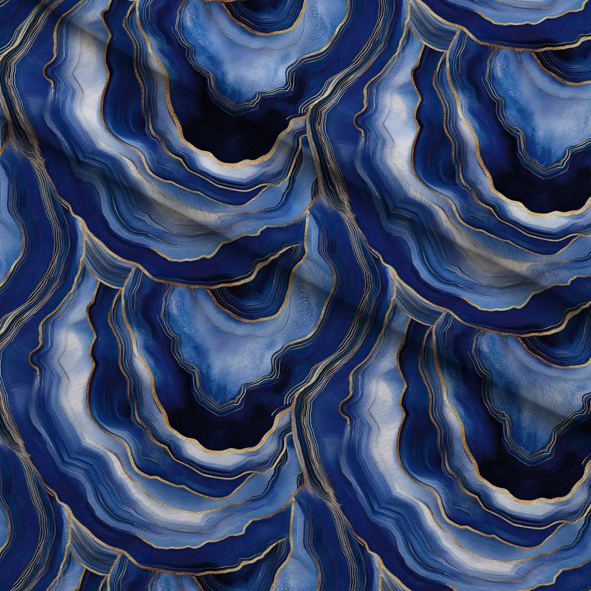 Royal Blue and Gold Agate Pattern 21 Fleece Fabric — fleece fabric folded close-up preview (mv-fleece-v1:lying)