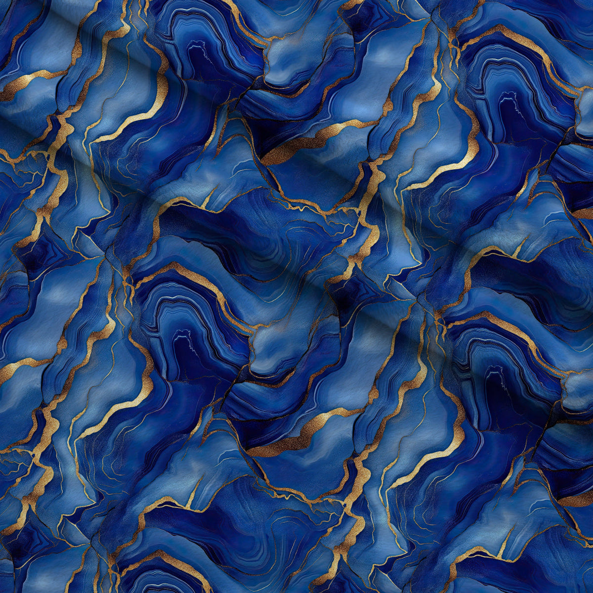 Royal Blue and Gold Agate Pattern 22 Fleece Fabric — fleece fabric folded close-up preview (mv-fleece-v1:lying)