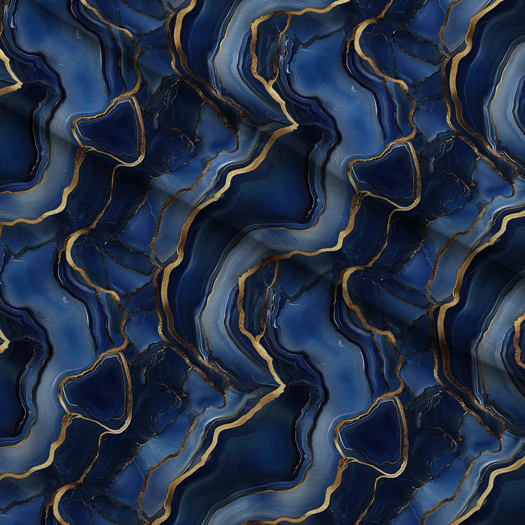 Royal Blue and Gold Agate Pattern 26 Fleece Fabric — fleece fabric folded close-up preview (mv-fleece-v1:lying)
