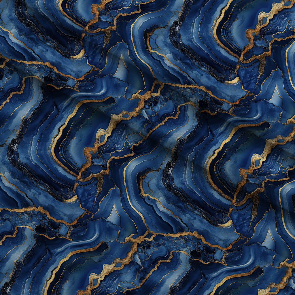 Royal Blue and Gold Agate Pattern 3 Fleece Fabric — fleece fabric folded close-up preview (mv-fleece-v1:lying)