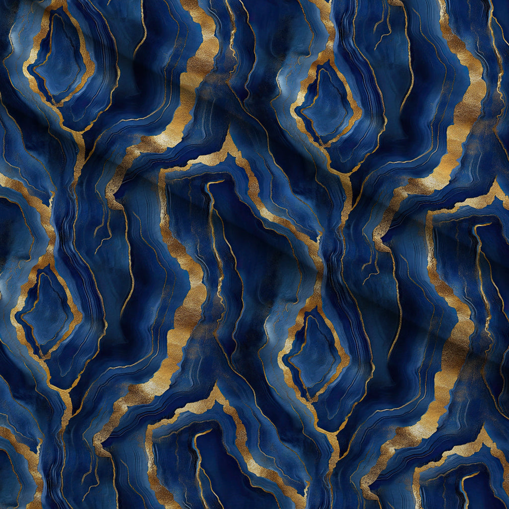 Royal Blue and Gold Agate Pattern 4 Fleece Fabric — fleece fabric folded close-up preview (mv-fleece-v1:lying)