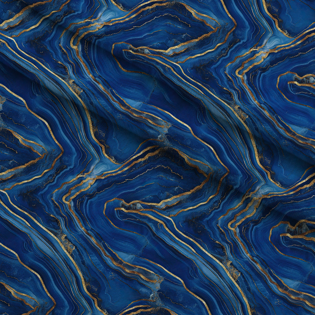 Royal Blue and Gold Agate Pattern 6 Fleece Fabric — fleece fabric folded close-up preview (mv-fleece-v1:lying)