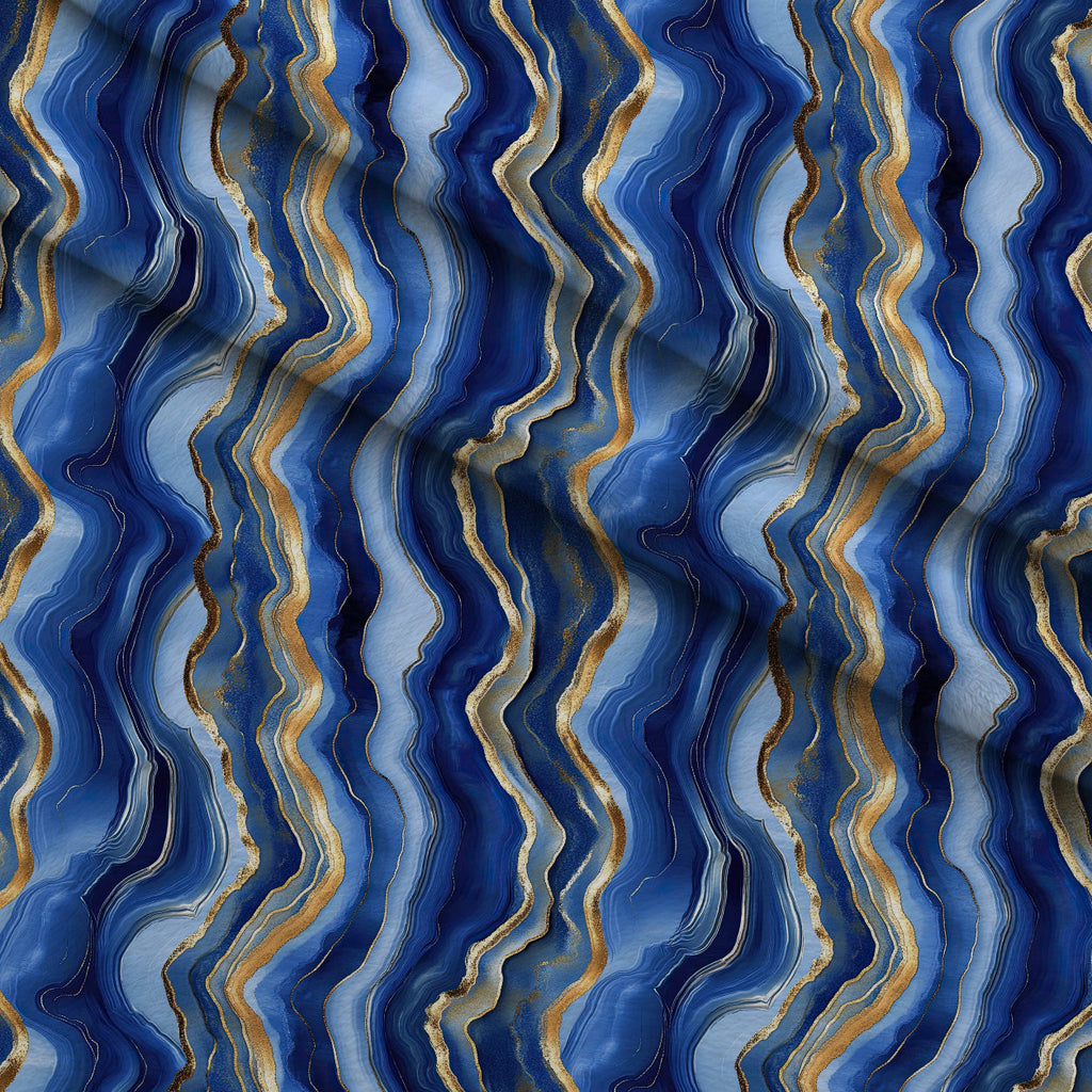Royal Blue and Gold Agate Pattern 7 Fleece Fabric — fleece fabric folded close-up preview (mv-fleece-v1:lying)