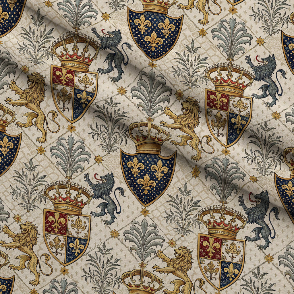 Royal Crest Pattern 2 Fleece Fabric — fleece fabric folded close-up preview (mv-fleece-v1:lying)