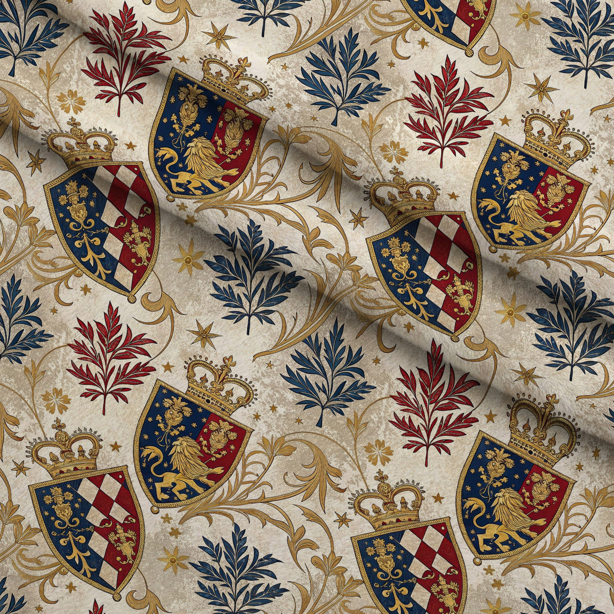 Royal Crest Pattern 4 Fleece Fabric — fleece fabric folded close-up preview (mv-fleece-v1:lying)