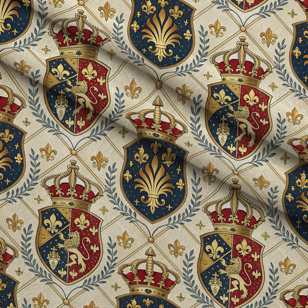 Royal Crest Pattern 5 Fleece Fabric — fleece fabric folded close-up preview (mv-fleece-v1:lying)