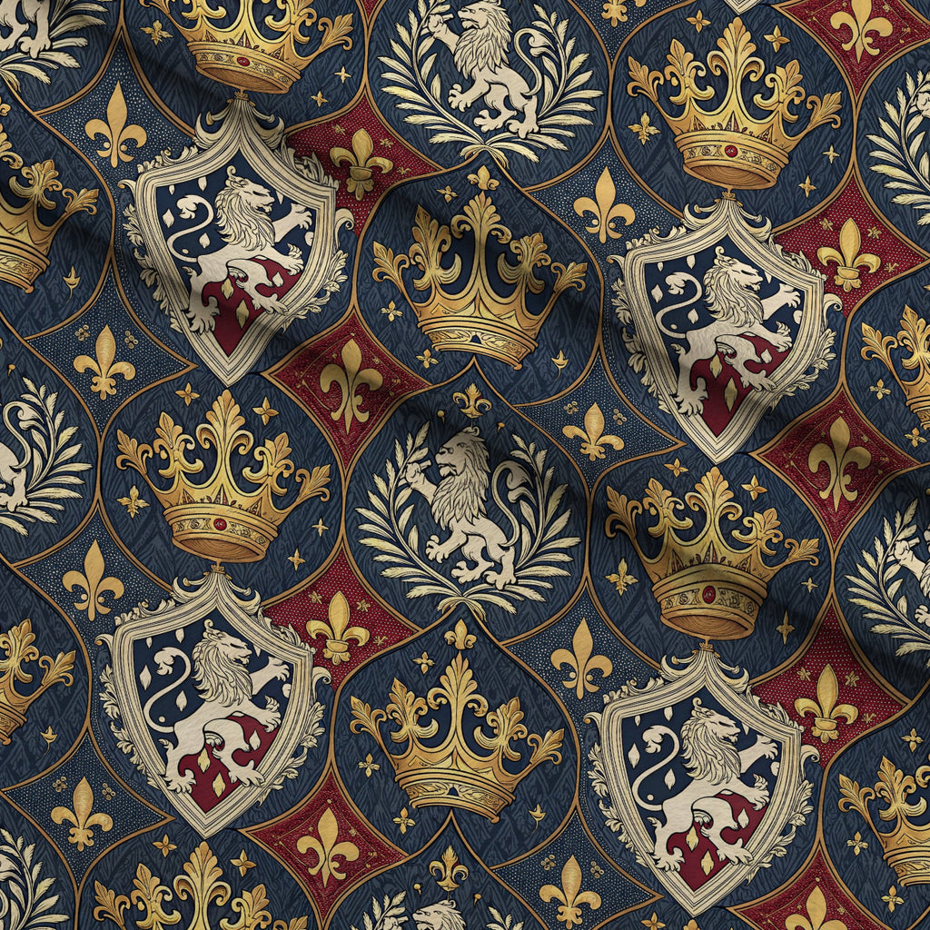 Royal Crest Pattern 6 Fleece Fabric — fleece fabric folded close-up preview (mv-fleece-v1:lying)