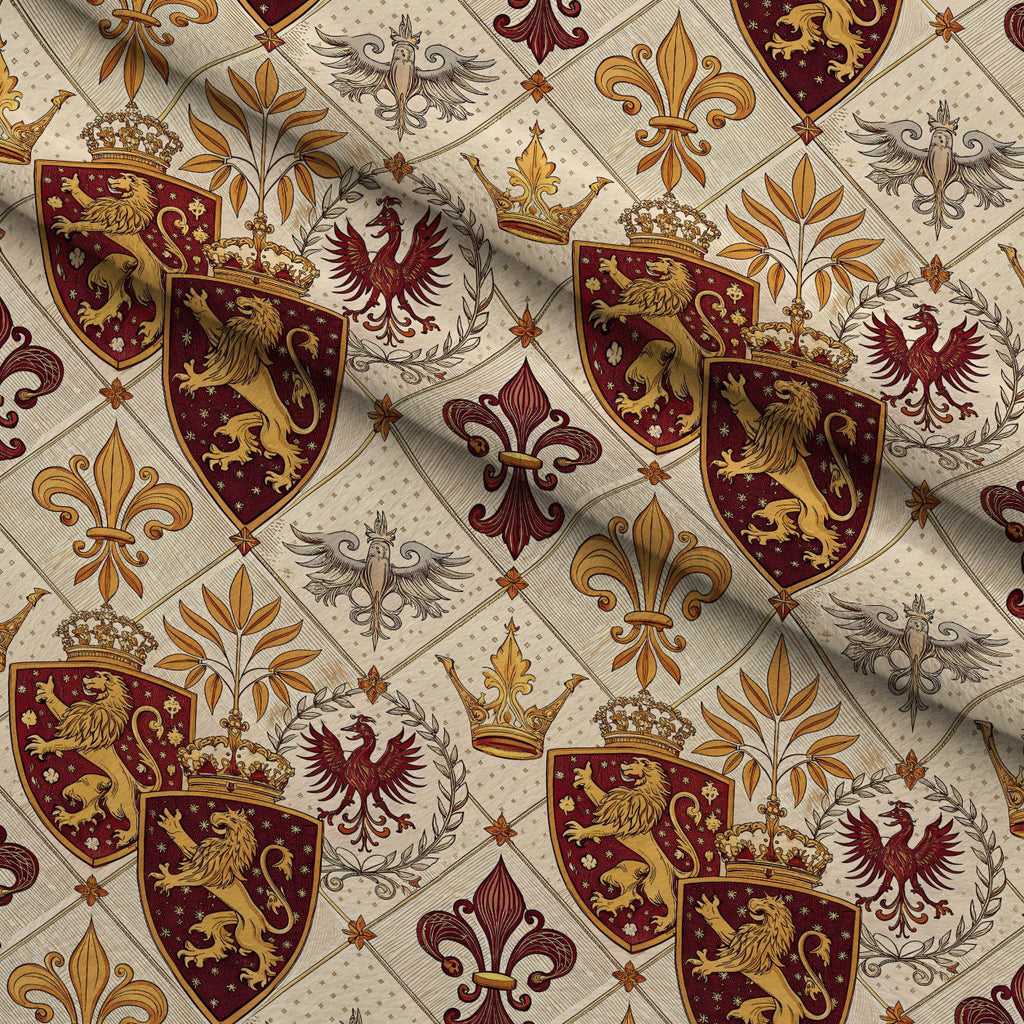 Royal Crest Pattern 8 Fleece Fabric — fleece fabric folded close-up preview (mv-fleece-v1:lying)