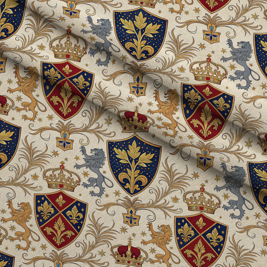 Royal Crest Pattern 9 Fleece Fabric — fleece fabric folded close-up preview (mv-fleece-v1:lying)