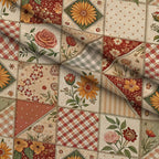 Rustic Patchwork Quilt Pattern 10 Fleece Fabric — fleece fabric folded close-up preview (mv-fleece-v1:lying)