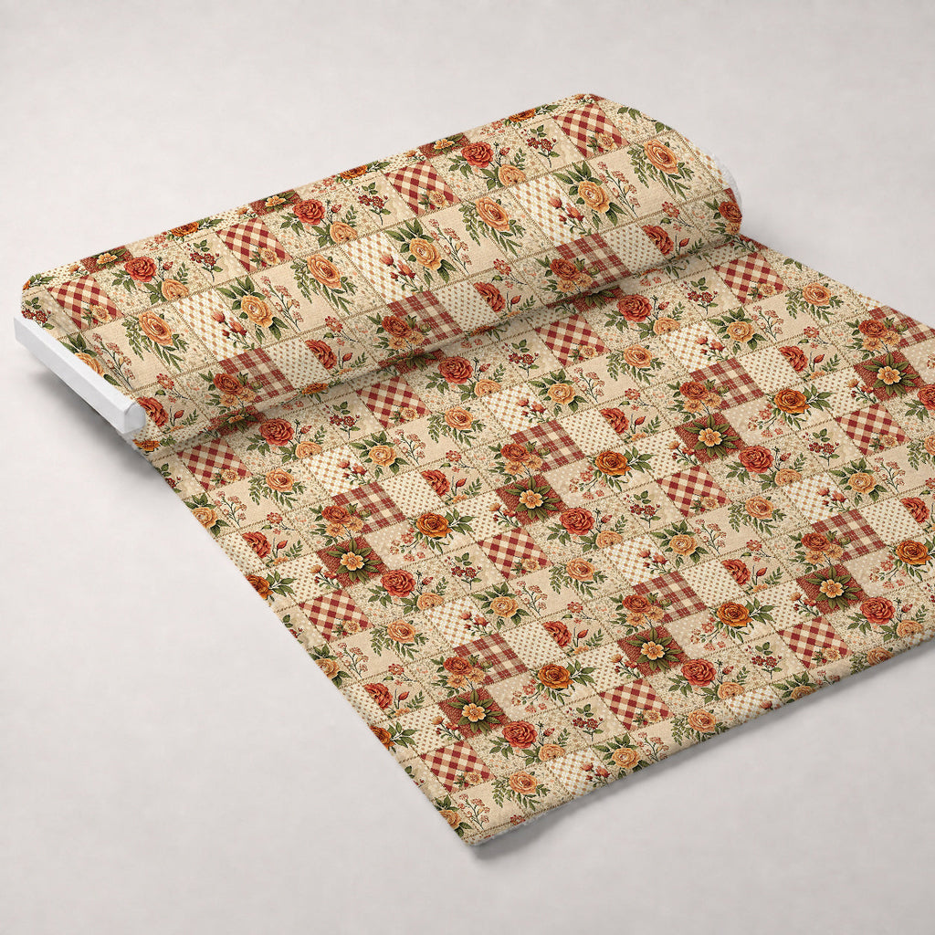 Rustic Patchwork Quilt Pattern 5 Fleece Fabric — fleece fabric unrolled bolt preview (mv-fleece-v1:bolt)