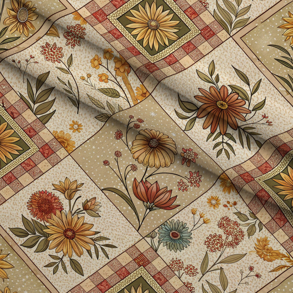 Rustic Patchwork Quilt Pattern 6 Fleece Fabric — fleece fabric folded close-up preview (mv-fleece-v1:lying)