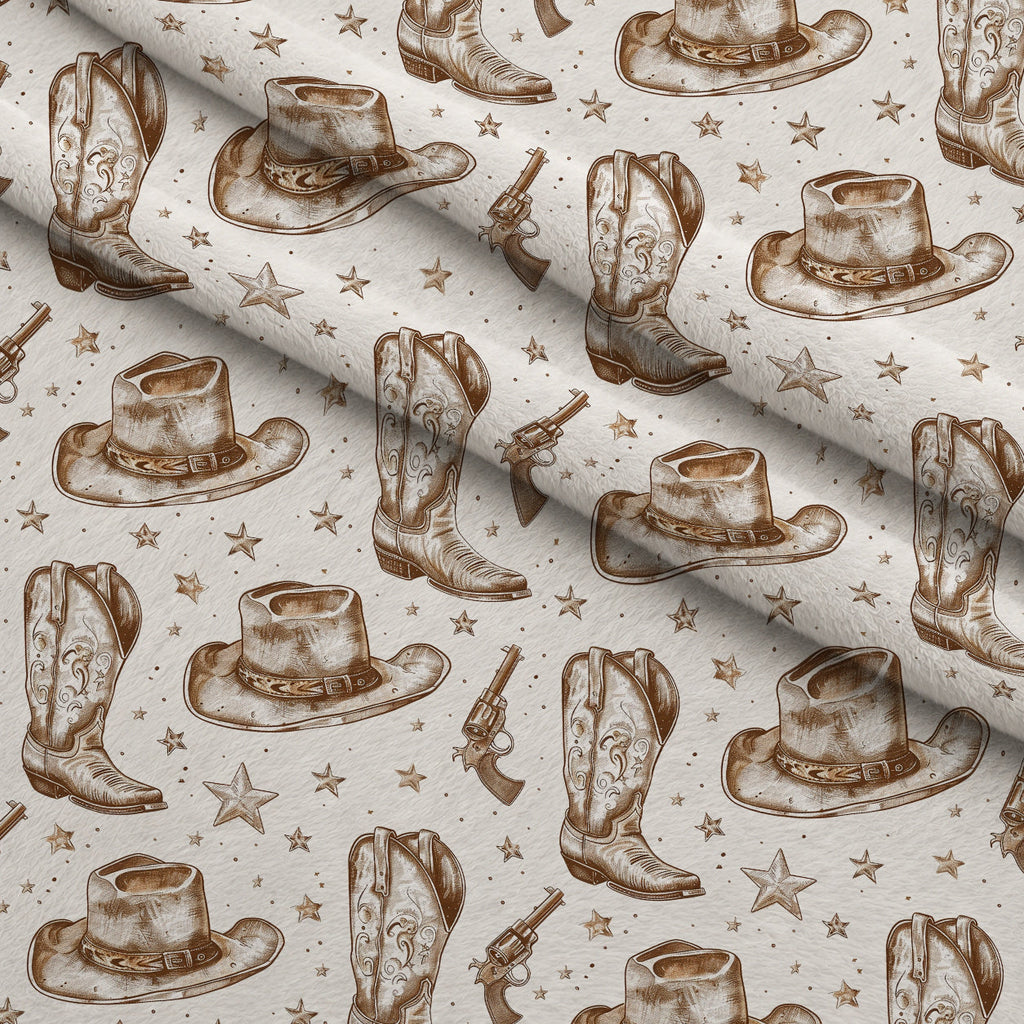 Rustic Rodeo Pattern 10 Fleece Fabric — fleece fabric folded close-up preview (mv-fleece-v1:lying)