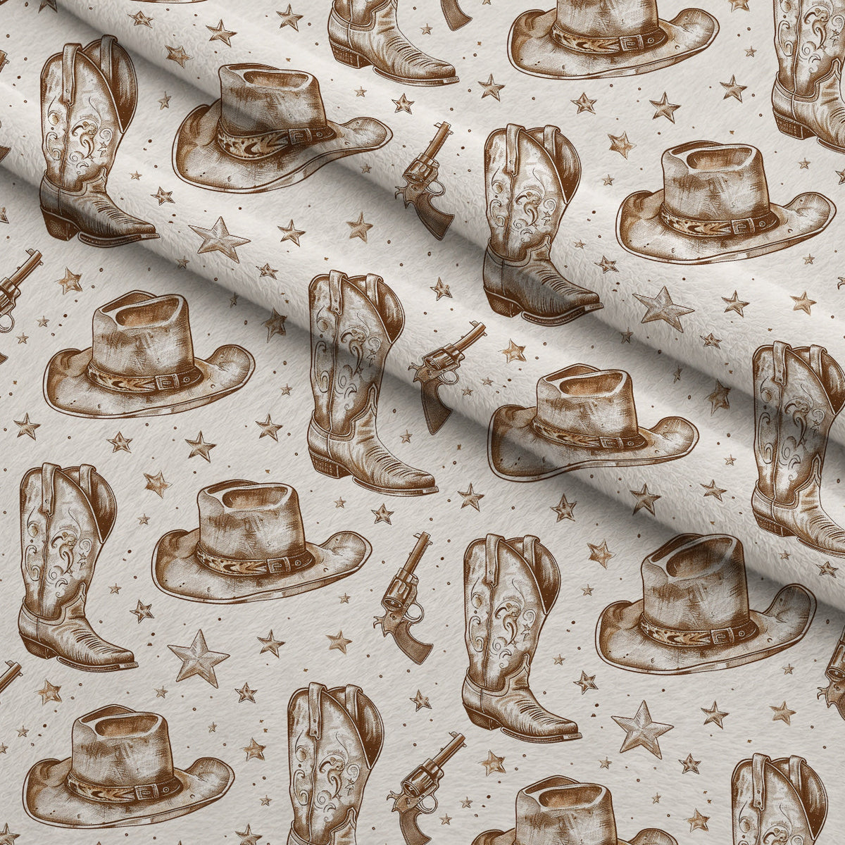 Rustic Rodeo Pattern 10 Fleece Fabric — fleece fabric folded close-up preview (mv-fleece-v1:lying)