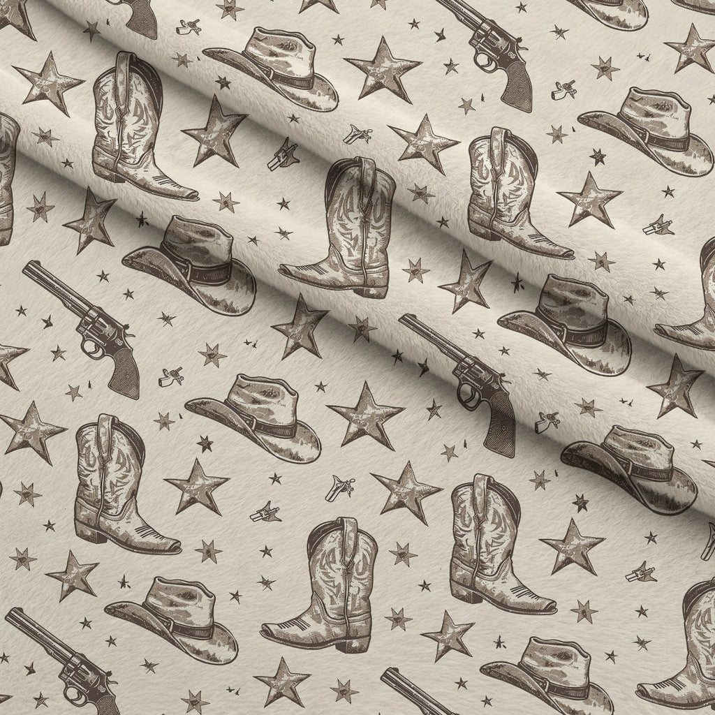 Rustic Rodeo Pattern 6 Fleece Fabric — fleece fabric folded close-up preview (mv-fleece-v1:lying)