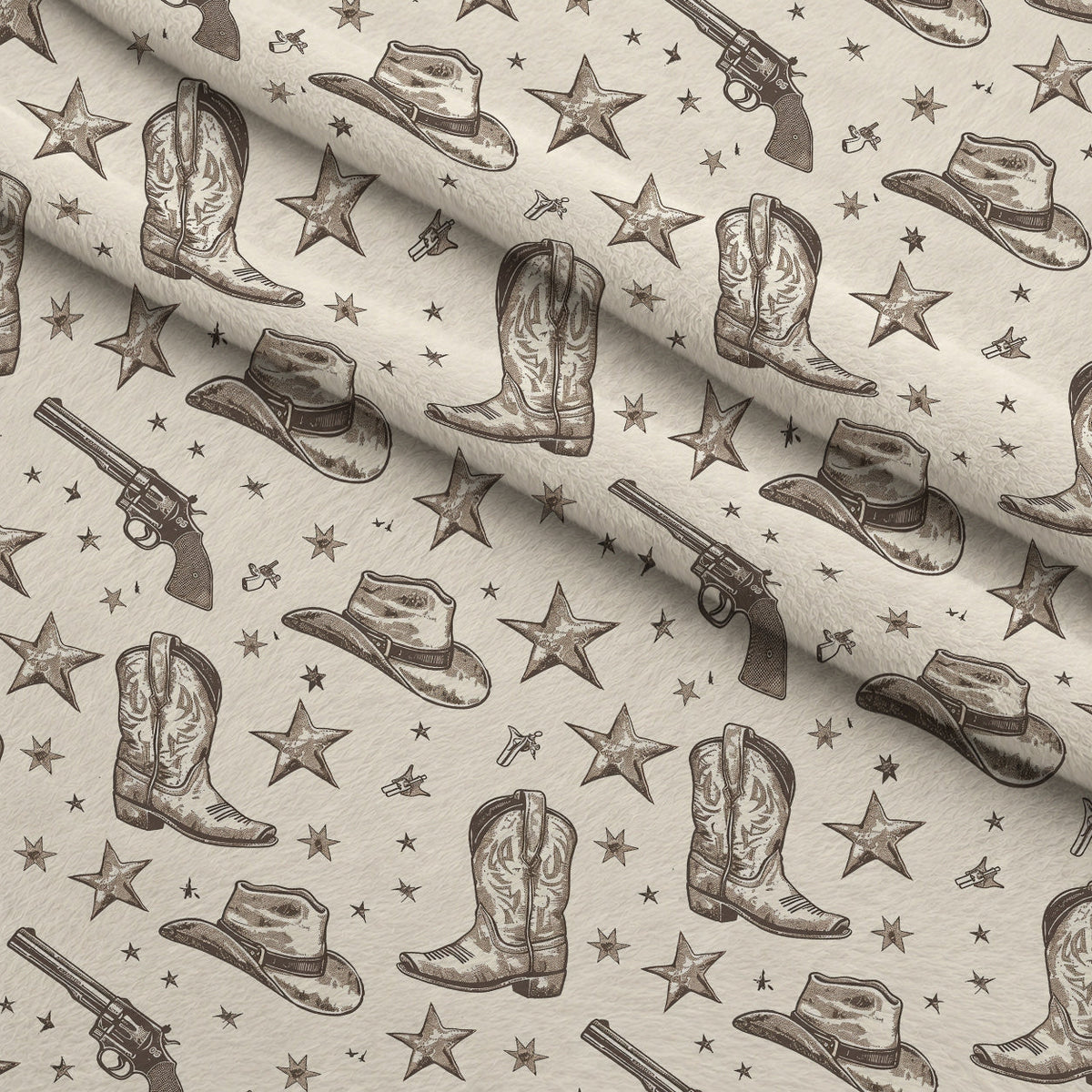 Rustic Rodeo Pattern 6 Fleece Fabric — fleece fabric folded close-up preview (mv-fleece-v1:lying)