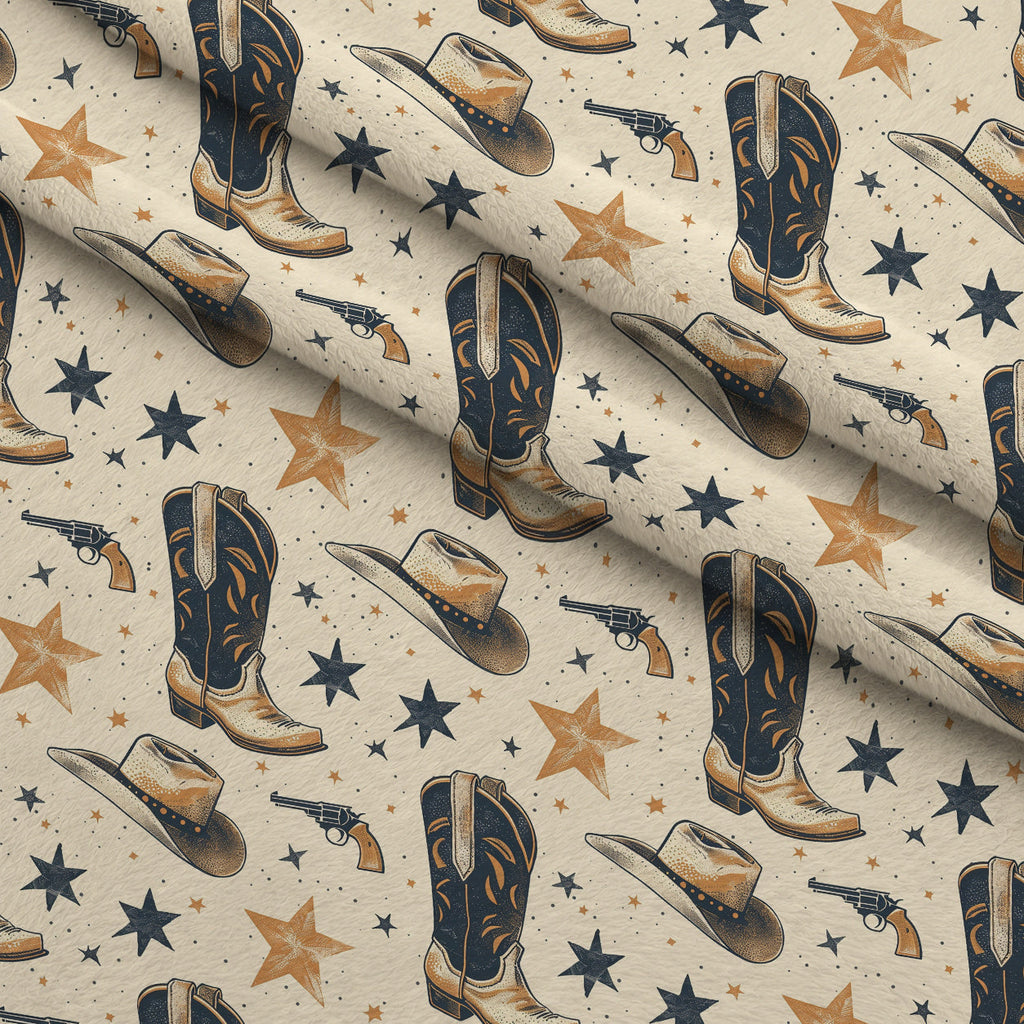 Rustic Rodeo Pattern 8 Fleece Fabric — fleece fabric folded close-up preview (mv-fleece-v1:lying)