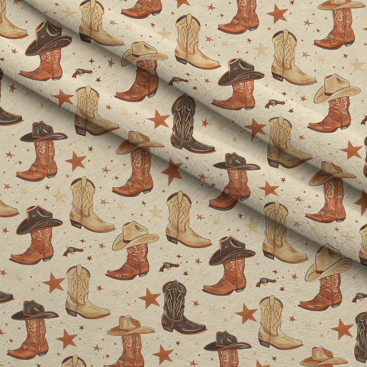 Rustic Rodeo Pattern 9 Fleece Fabric — fleece fabric folded close-up preview (mv-fleece-v1:lying)