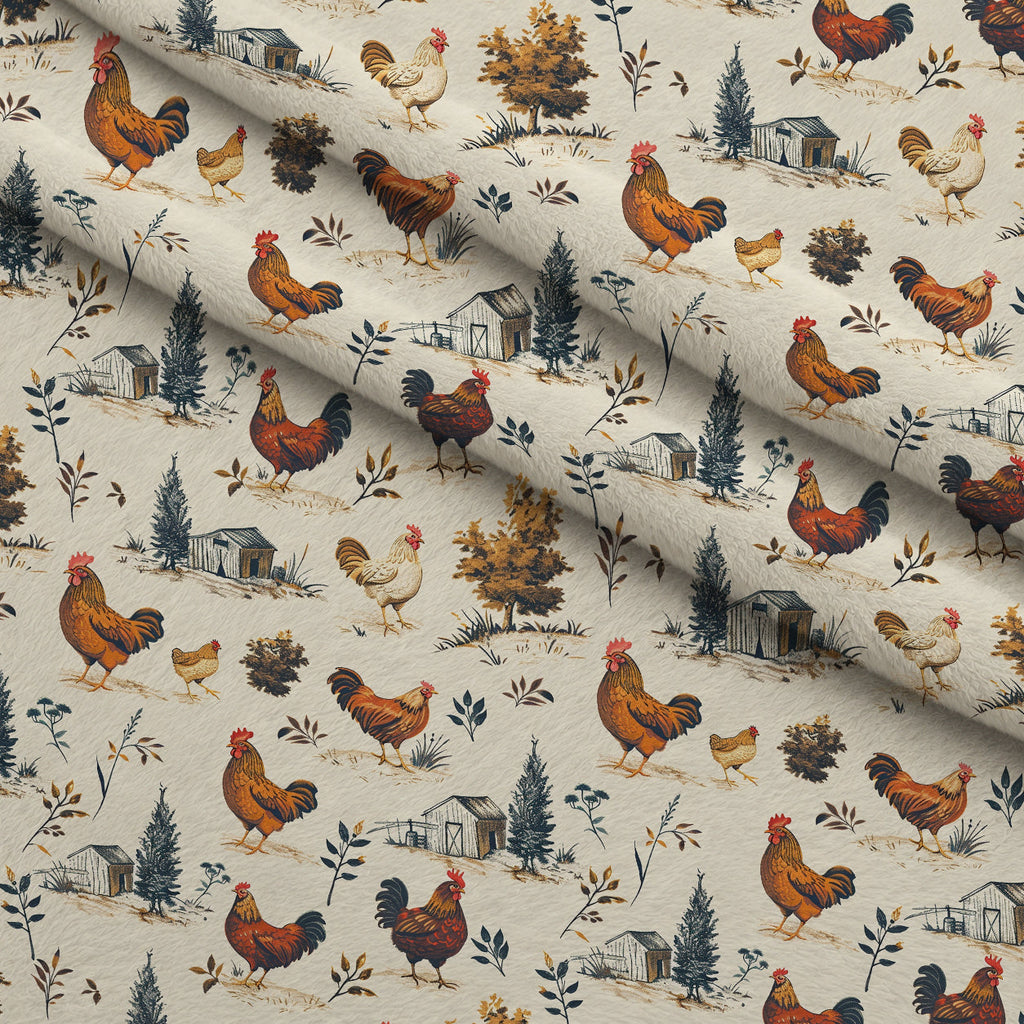 Rustic Roost Pattern 6 Fleece Fabric — fleece fabric folded close-up preview (mv-fleece-v1:lying)
