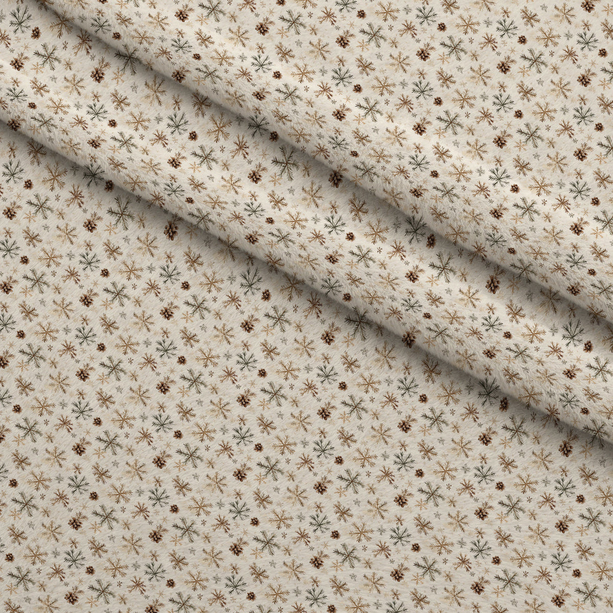 Rustic Winter Snowflakes Fleece Fabric — fleece fabric folded close-up preview (mv-fleece-v1:lying)