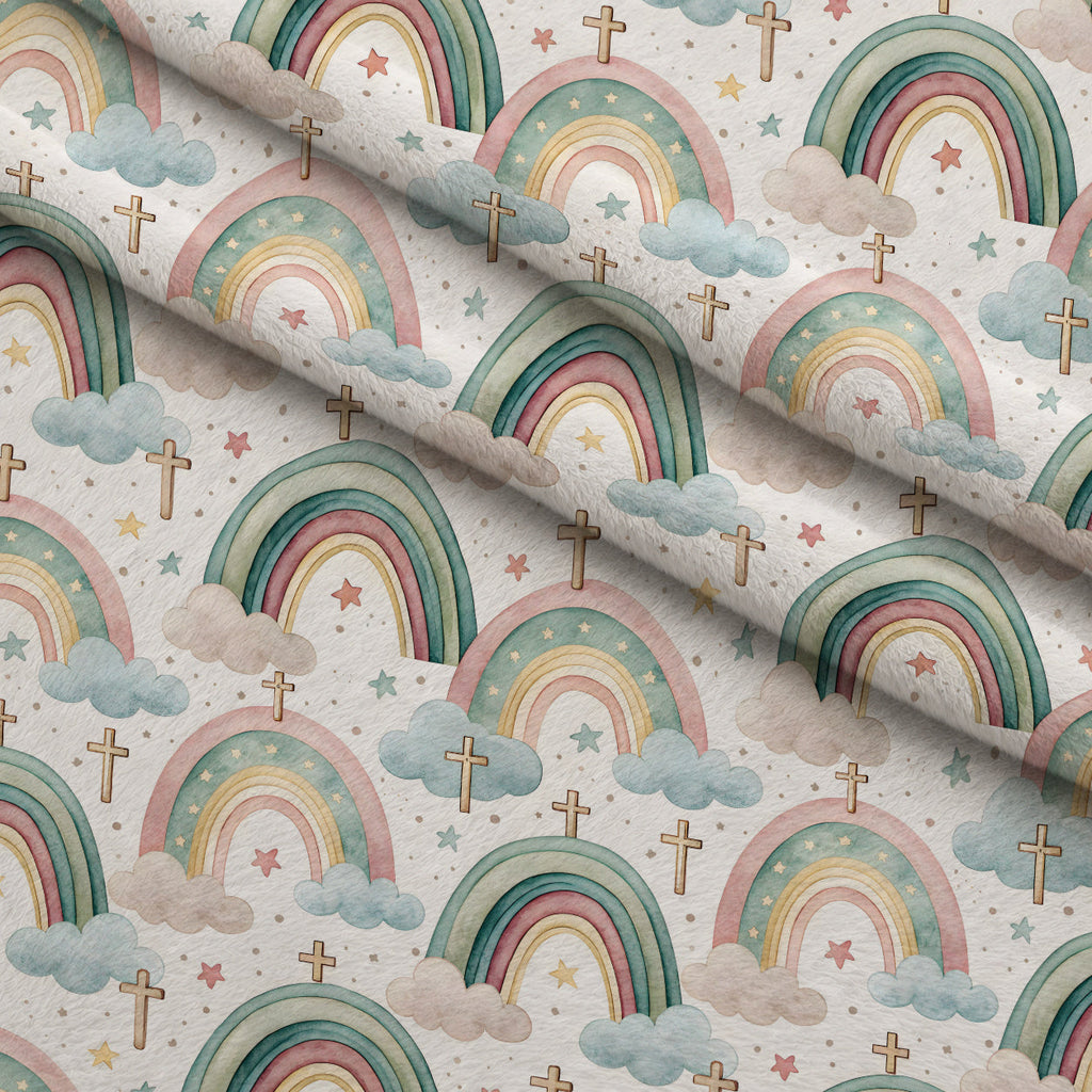 Sacred Meadow Pattern 2 Fleece Fabric — fleece fabric folded close-up preview (mv-fleece-v1:lying)