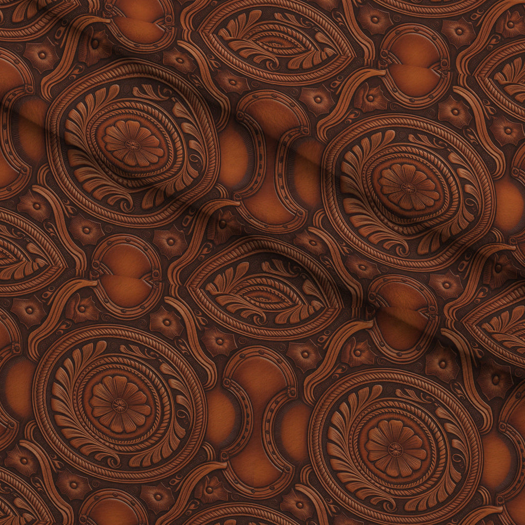 Saddle Blossom Pattern 14 Fleece Fabric — fleece fabric folded close-up preview (mv-fleece-v1:lying)