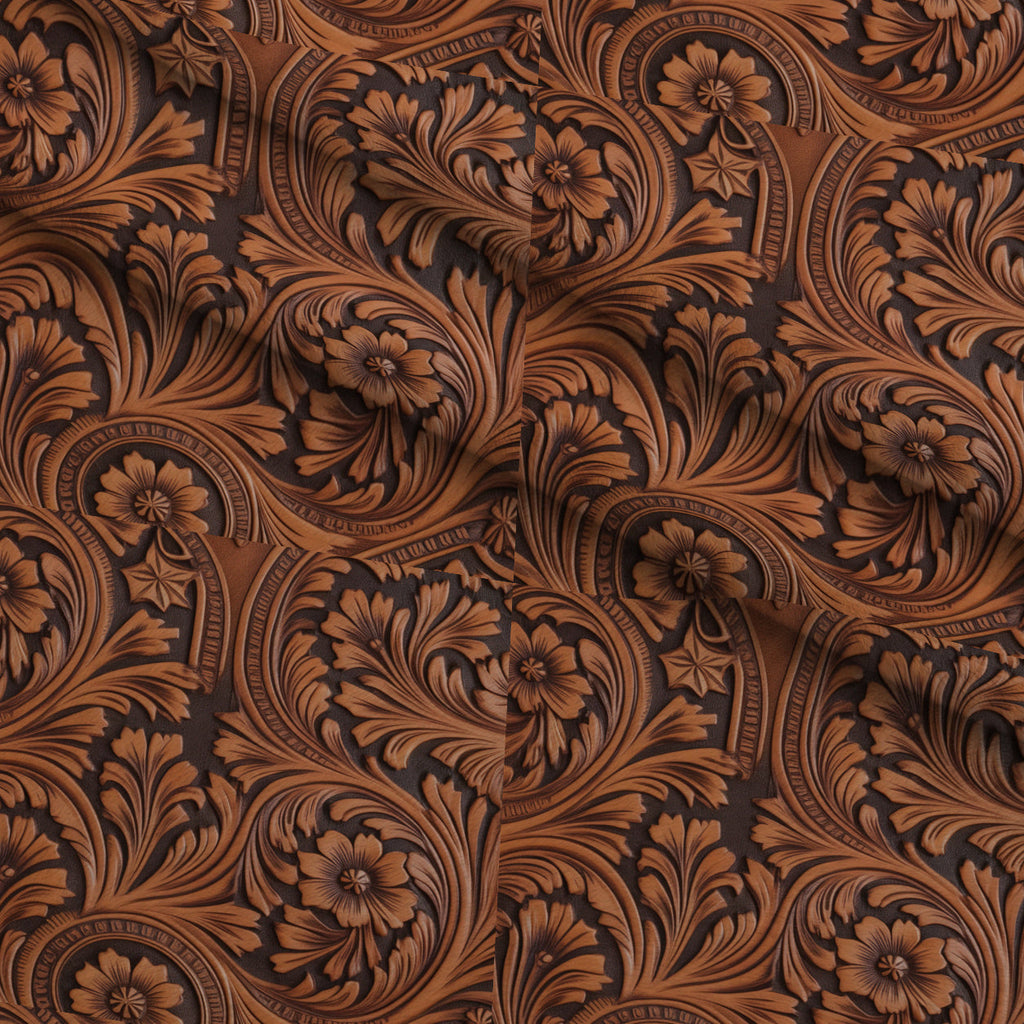 Saddle Blossom Pattern 5 Fleece Fabric — fleece fabric folded close-up preview (mv-fleece-v1:lying)