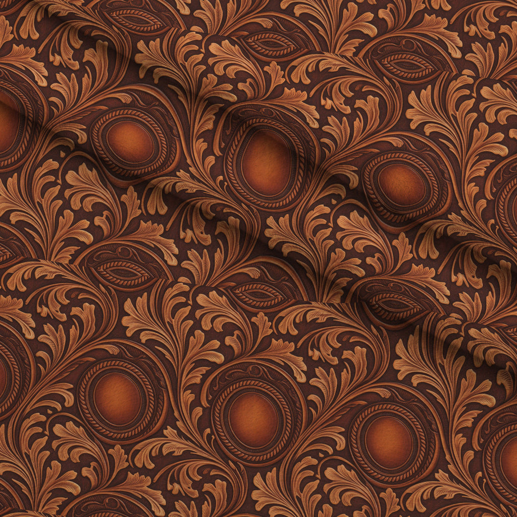 Saddle Blossom Pattern 8 Fleece Fabric — fleece fabric folded close-up preview (mv-fleece-v1:lying)