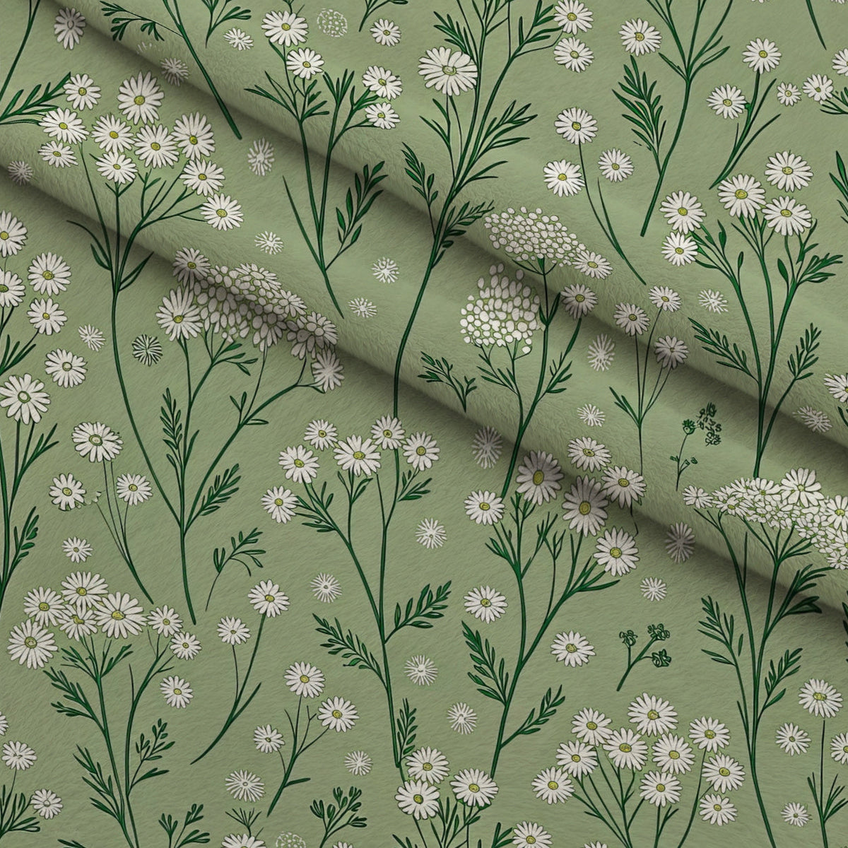 Sage Homestead Pattern 1 Fleece Fabric — fleece fabric folded close-up preview (mv-fleece-v1:lying)