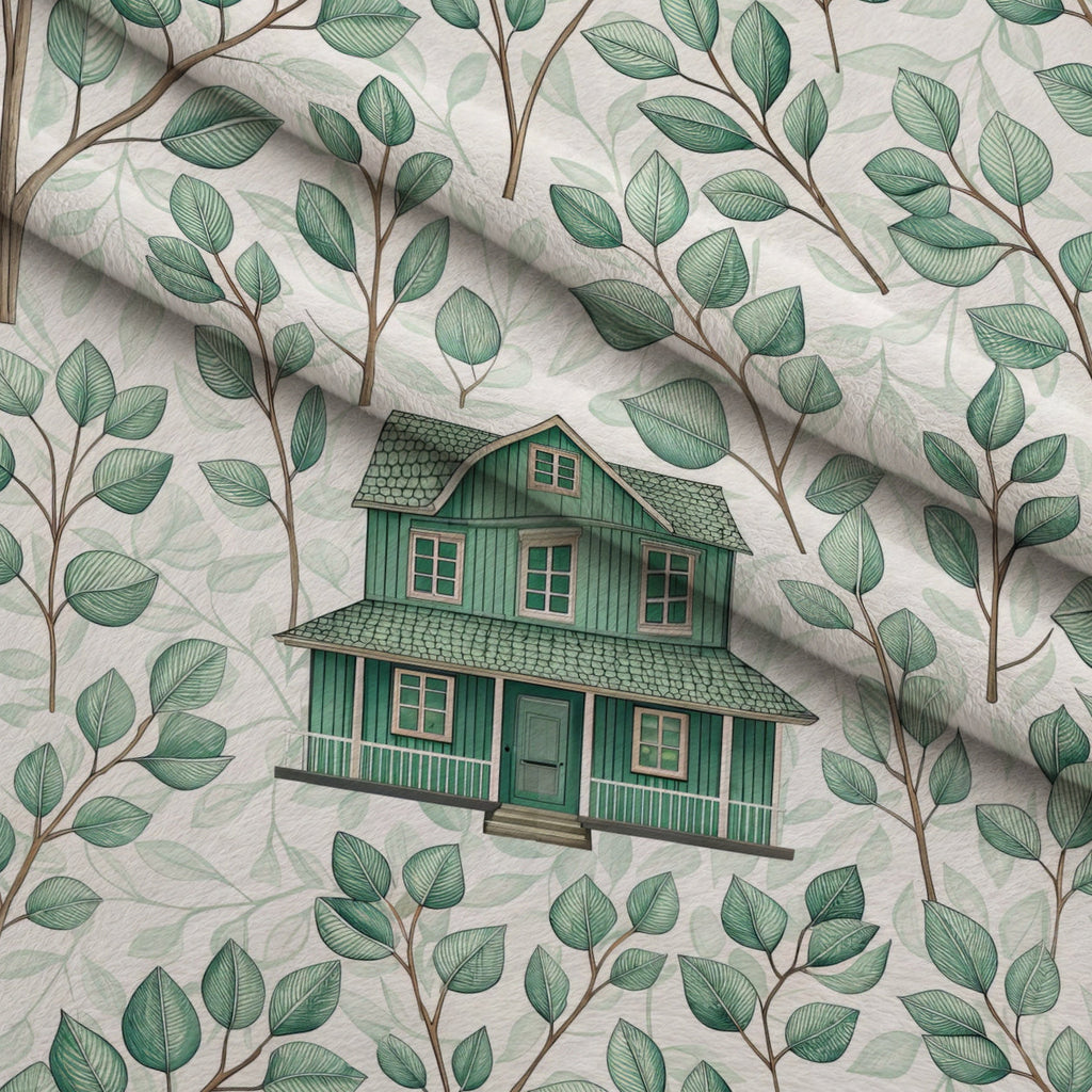Sage Homestead Pattern 2 Fleece Fabric — fleece fabric folded close-up preview (mv-fleece-v1:lying)