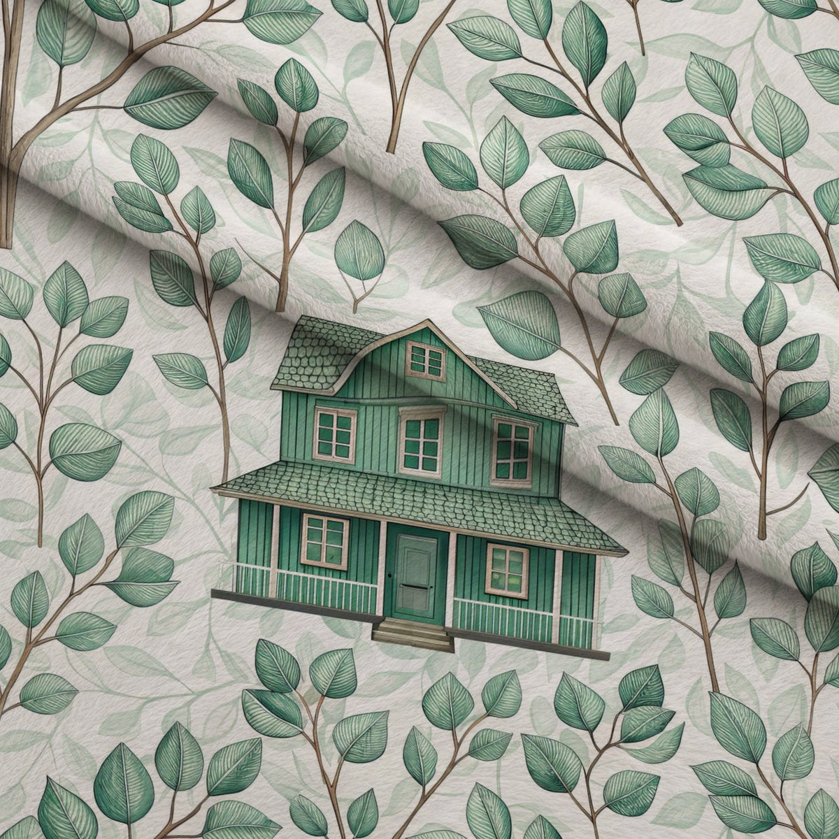 Sage Homestead Pattern 2 Fleece Fabric — fleece fabric folded close-up preview (mv-fleece-v1:lying)
