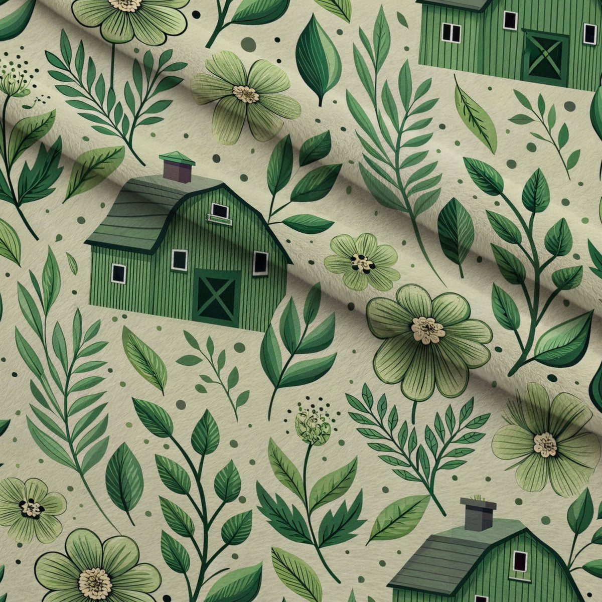 Sage Homestead Pattern 8 Fleece Fabric — fleece fabric folded close-up preview (mv-fleece-v1:lying)