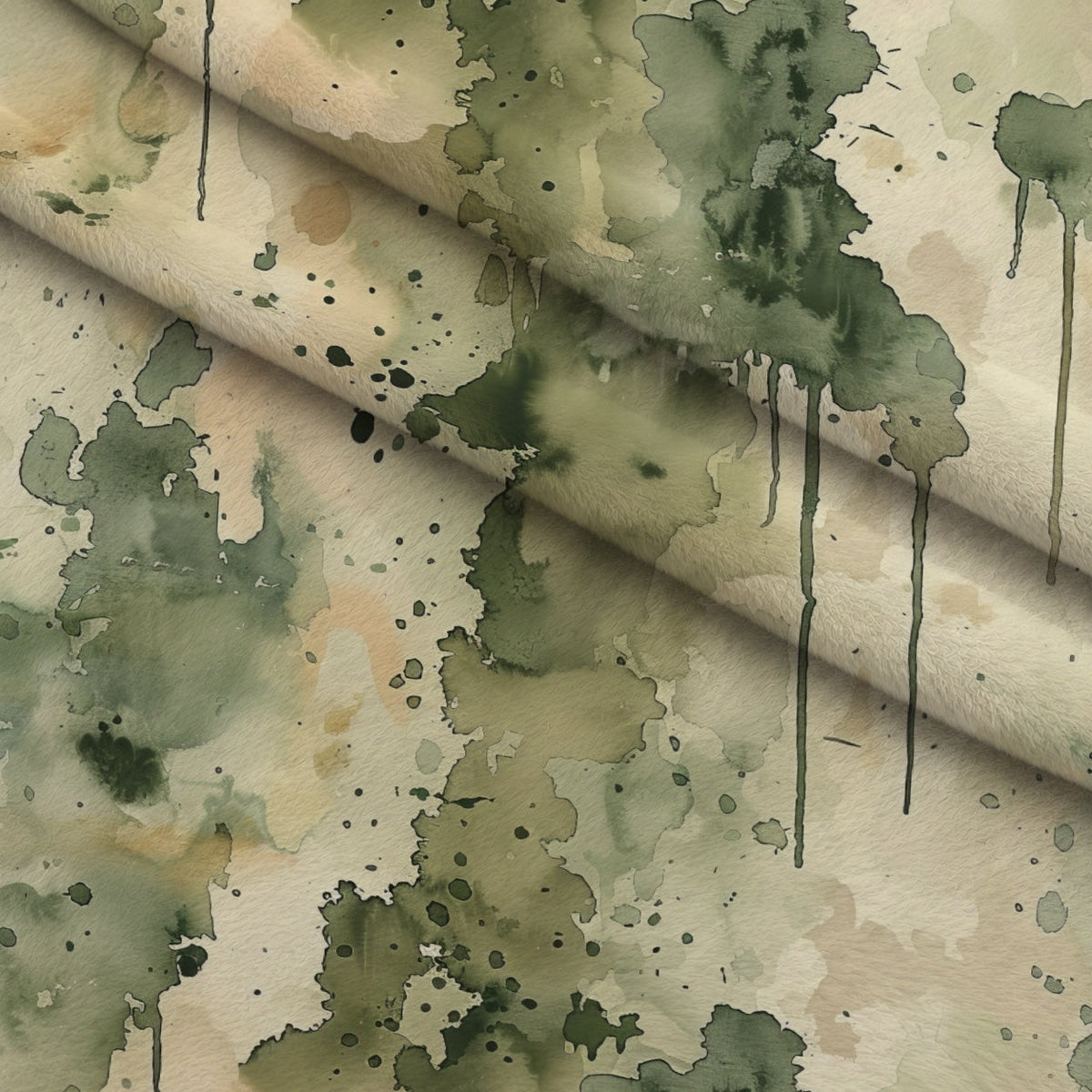Sage Ink Wash Pattern 10 Fleece Fabric — fleece fabric folded close-up preview (mv-fleece-v1:lying)