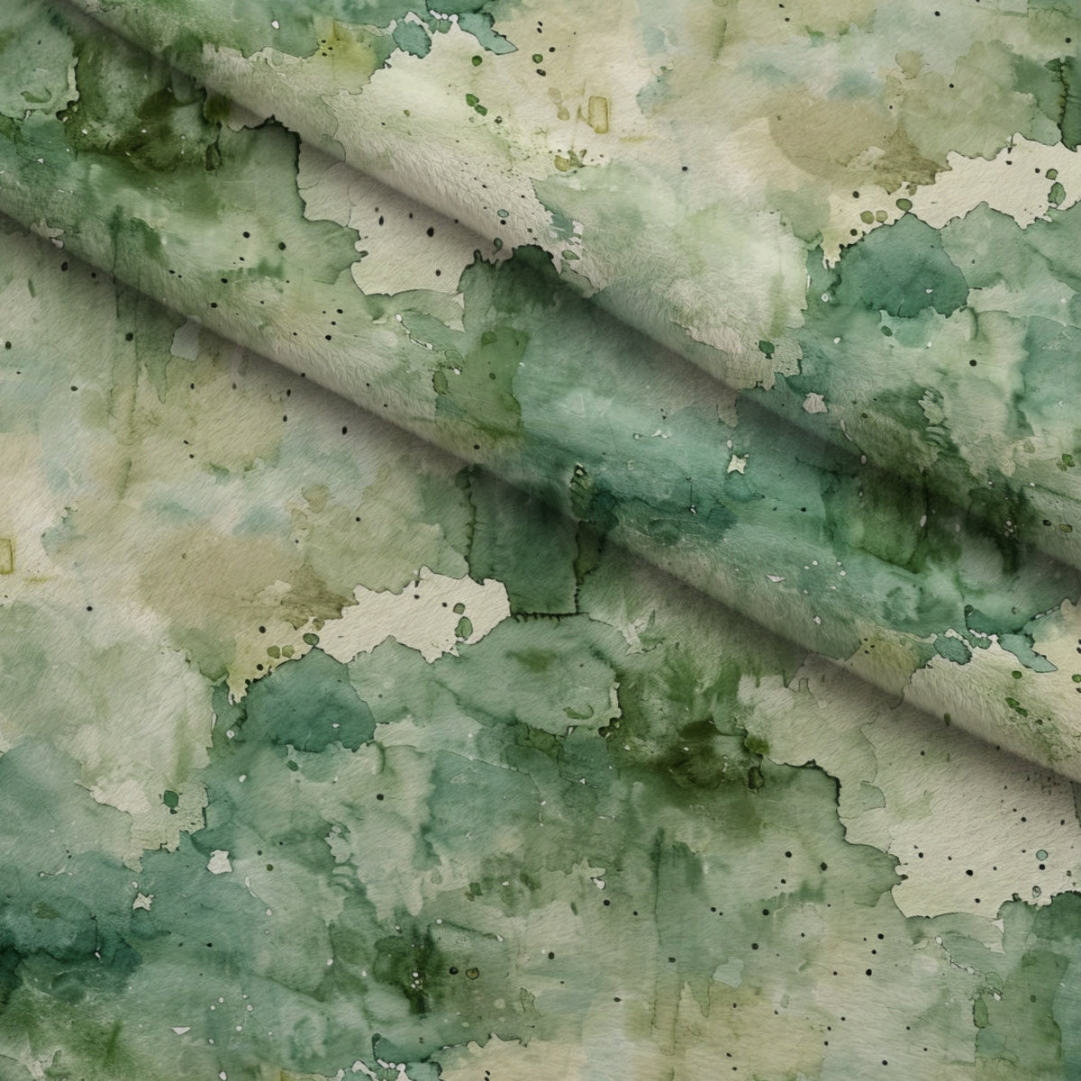 Sage Ink Wash Pattern 13 Fleece Fabric — fleece fabric folded close-up preview (mv-fleece-v1:lying)