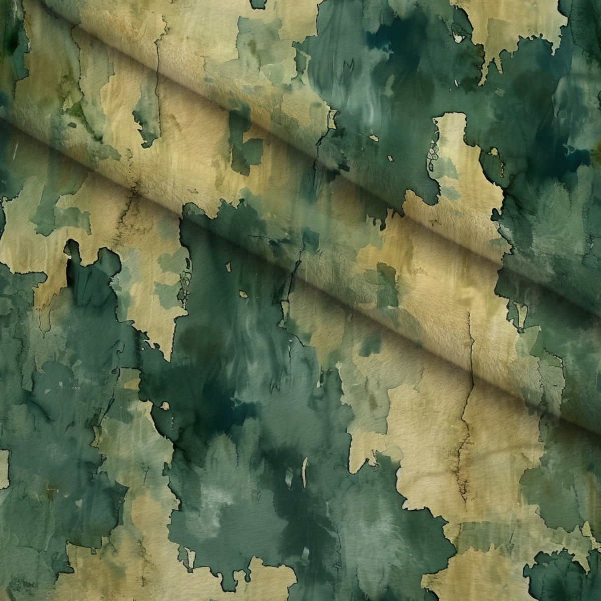 Sage Ink Wash Pattern 14 Fleece Fabric — fleece fabric folded close-up preview (mv-fleece-v1:lying)