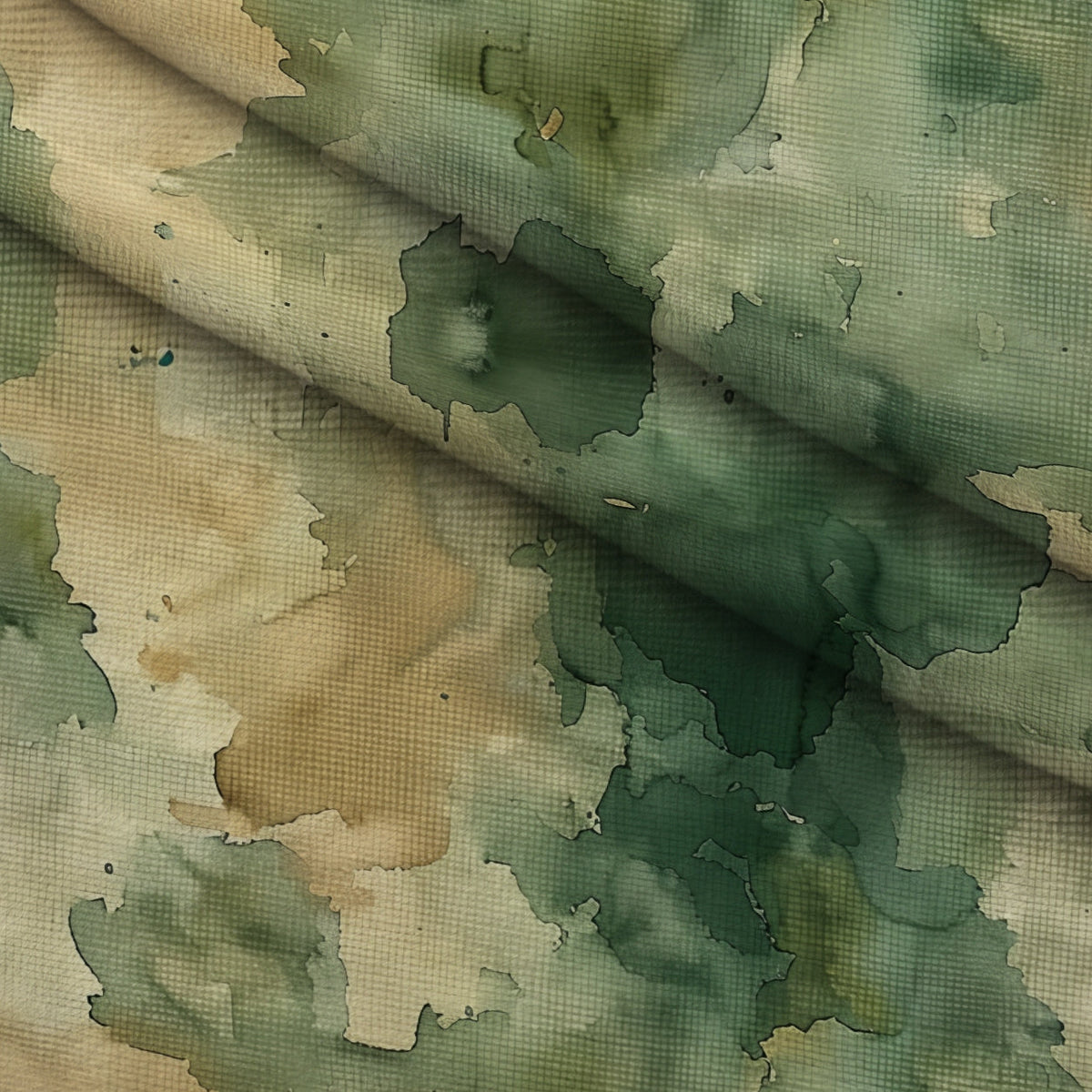 Sage Ink Wash Pattern 17 Fleece Fabric — fleece fabric folded close-up preview (mv-fleece-v1:lying)
