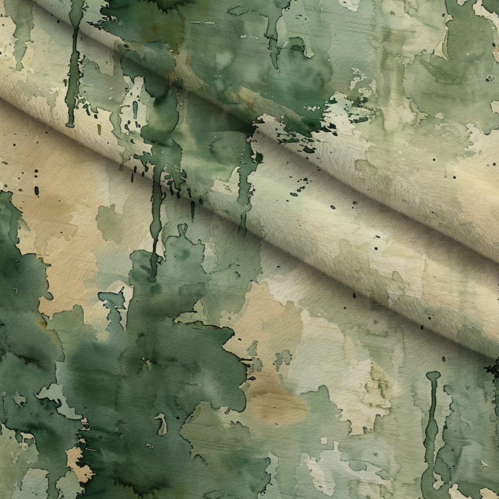 Sage Ink Wash Pattern 18 Fleece Fabric — fleece fabric folded close-up preview (mv-fleece-v1:lying)