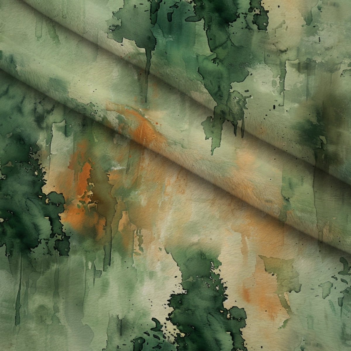 Sage Ink Wash Pattern 2 Fleece Fabric — fleece fabric folded close-up preview (mv-fleece-v1:lying)