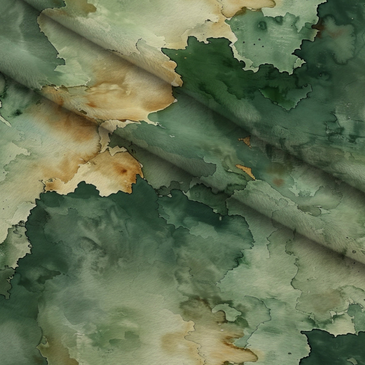 Sage Ink Wash Pattern 20 Fleece Fabric — fleece fabric folded close-up preview (mv-fleece-v1:lying)