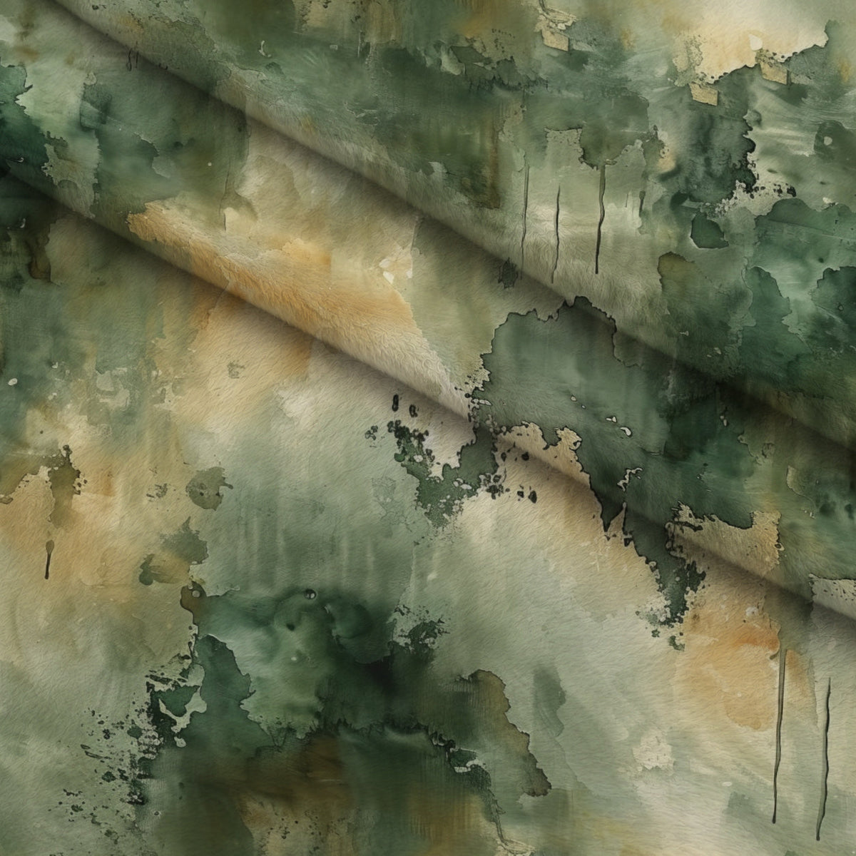Sage Ink Wash Pattern 3 Fleece Fabric — fleece fabric folded close-up preview (mv-fleece-v1:lying)