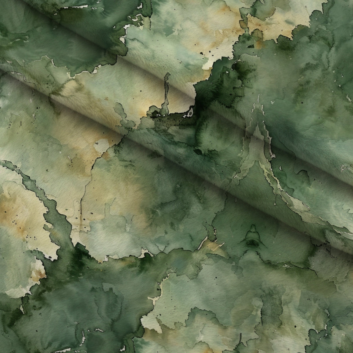 Sage Ink Wash Pattern 4 Fleece Fabric — fleece fabric folded close-up preview (mv-fleece-v1:lying)