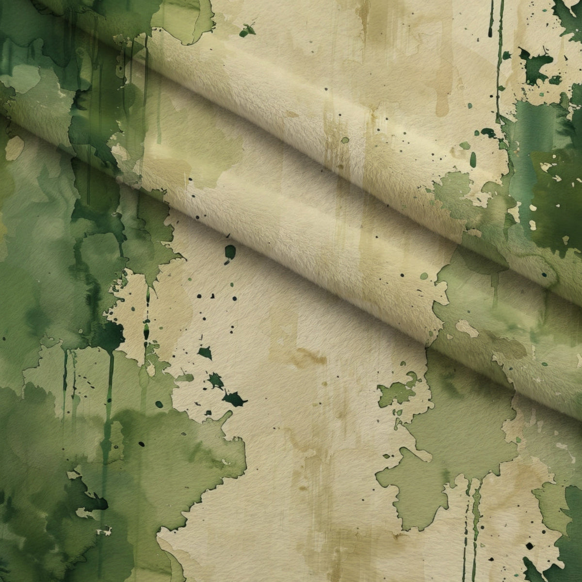 Sage Ink Wash Pattern 5 Fleece Fabric — fleece fabric folded close-up preview (mv-fleece-v1:lying)
