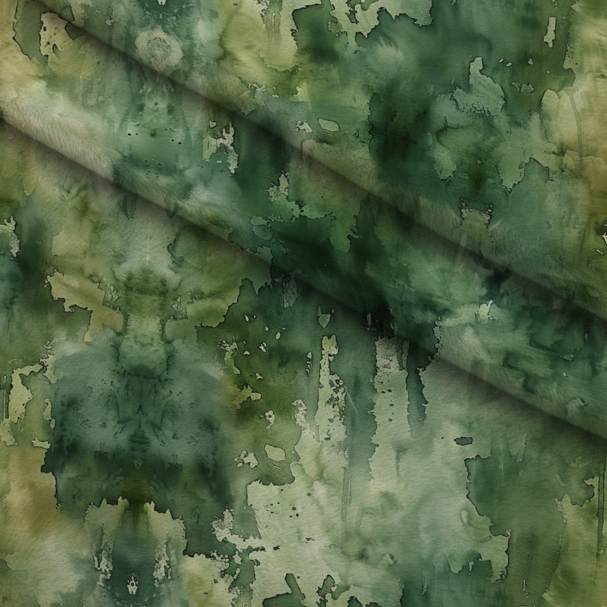 Sage Ink Wash Pattern 7 Fleece Fabric — fleece fabric folded close-up preview (mv-fleece-v1:lying)