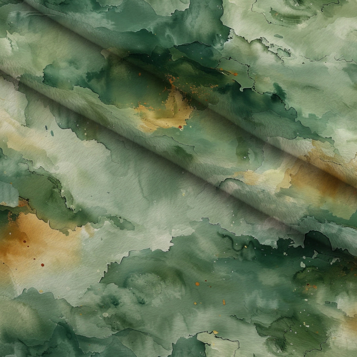 Sage Ink Wash Pattern 8 Fleece Fabric — fleece fabric folded close-up preview (mv-fleece-v1:lying)