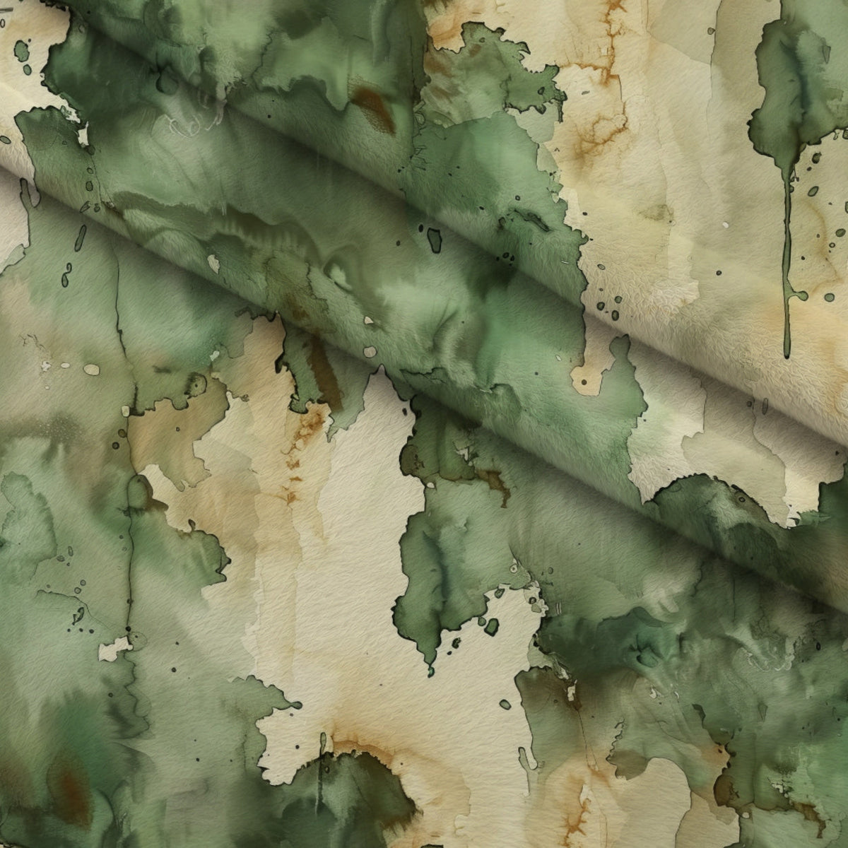 Sage Ink Wash Pattern 9 Fleece Fabric — fleece fabric folded close-up preview (mv-fleece-v1:lying)