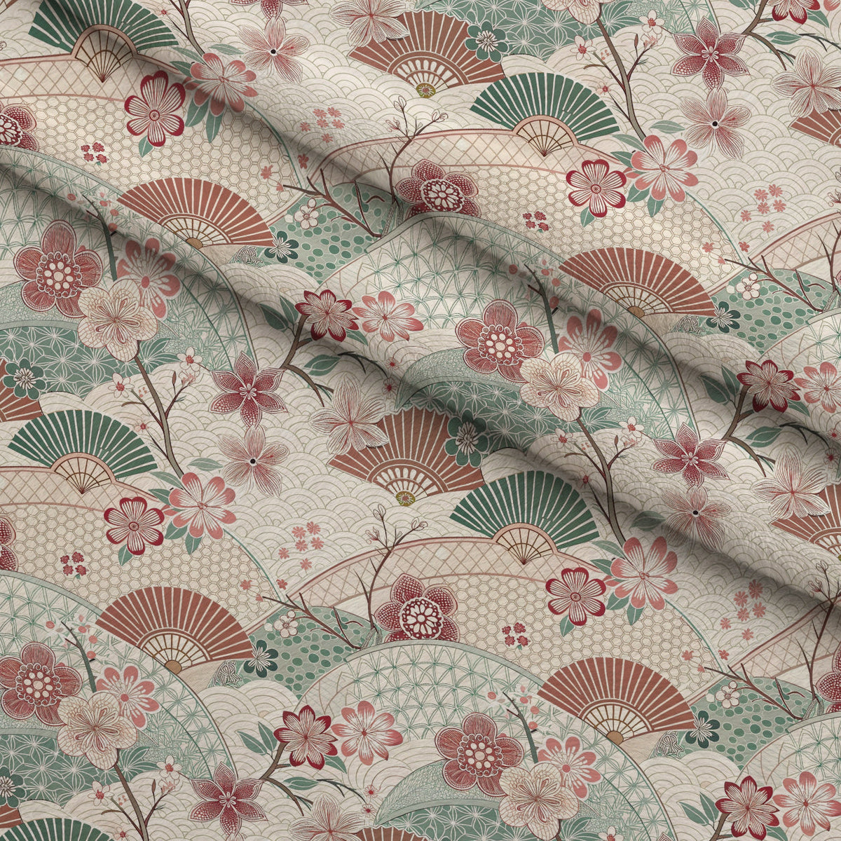 Sakura Fan Patchwork Pattern 1 Fleece Fabric — fleece fabric folded close-up preview (mv-fleece-v1:lying)