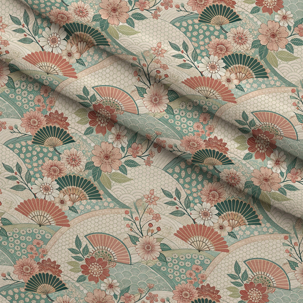 Sakura Fan Patchwork Pattern 2 Fleece Fabric — fleece fabric folded close-up preview (mv-fleece-v1:lying)